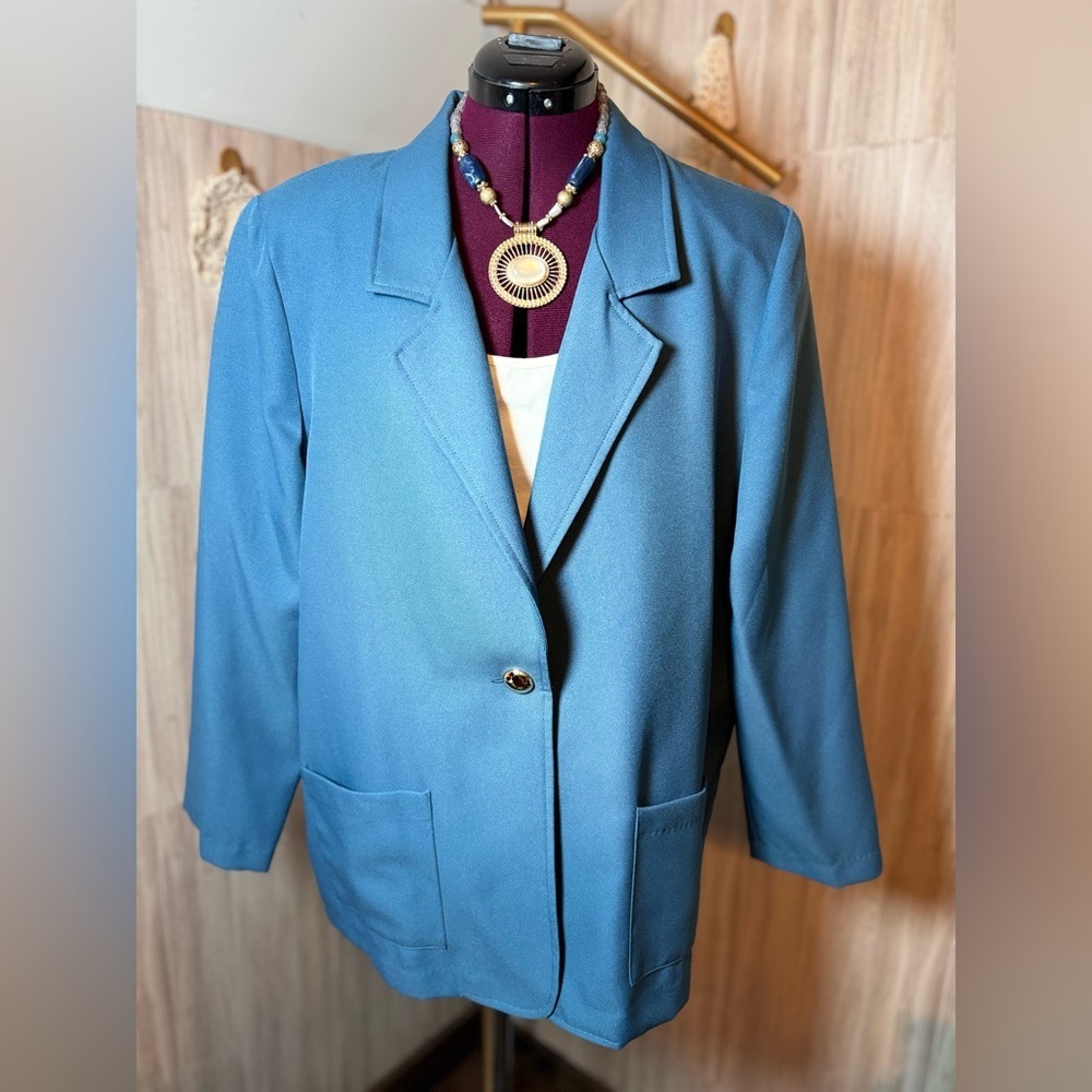 Blair Classic Vintage Teal Blazer Polyester
